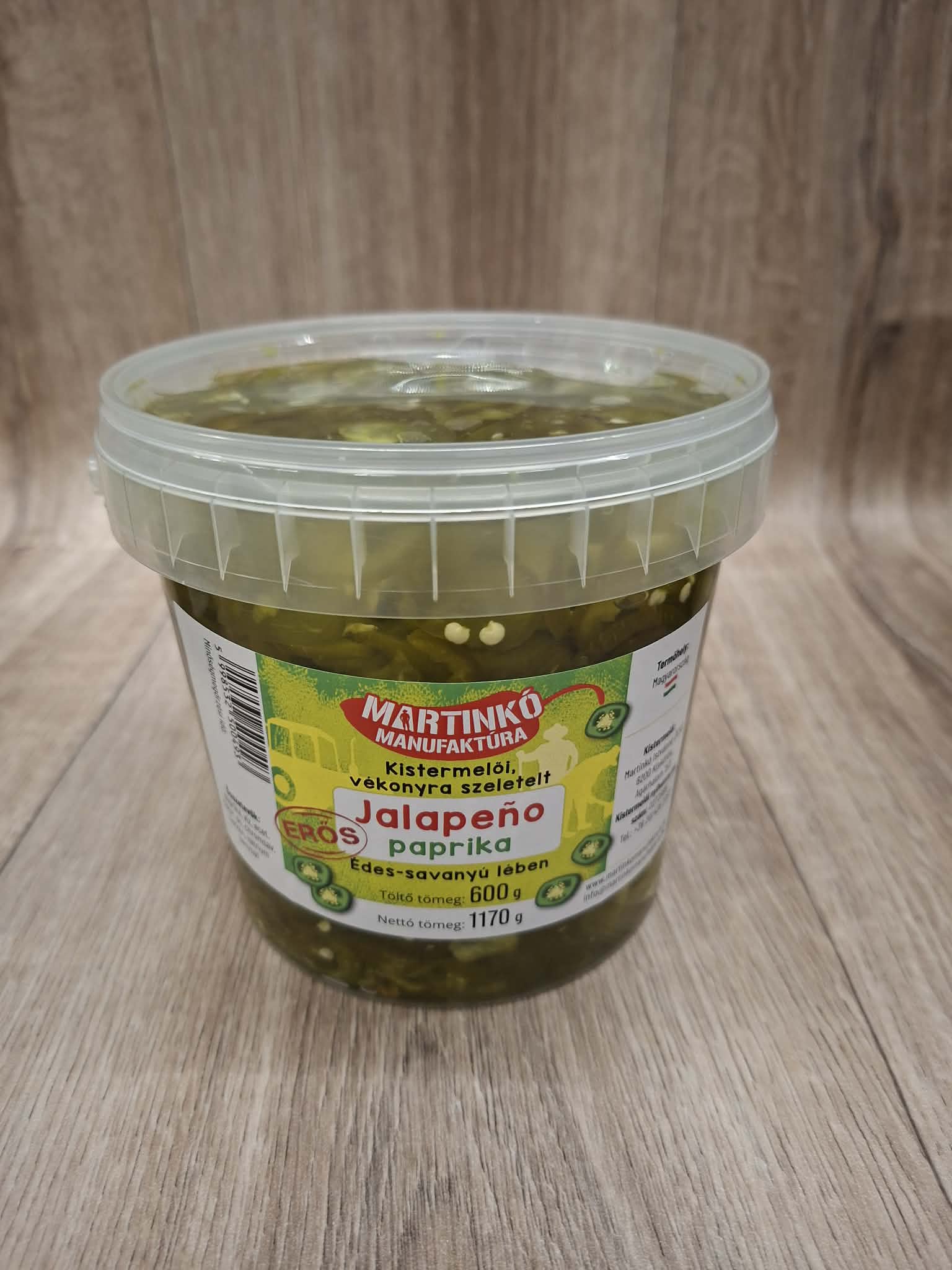 Martinkó Manufaktúra szeletelt jalapeño paprika 600 grammos dobozban