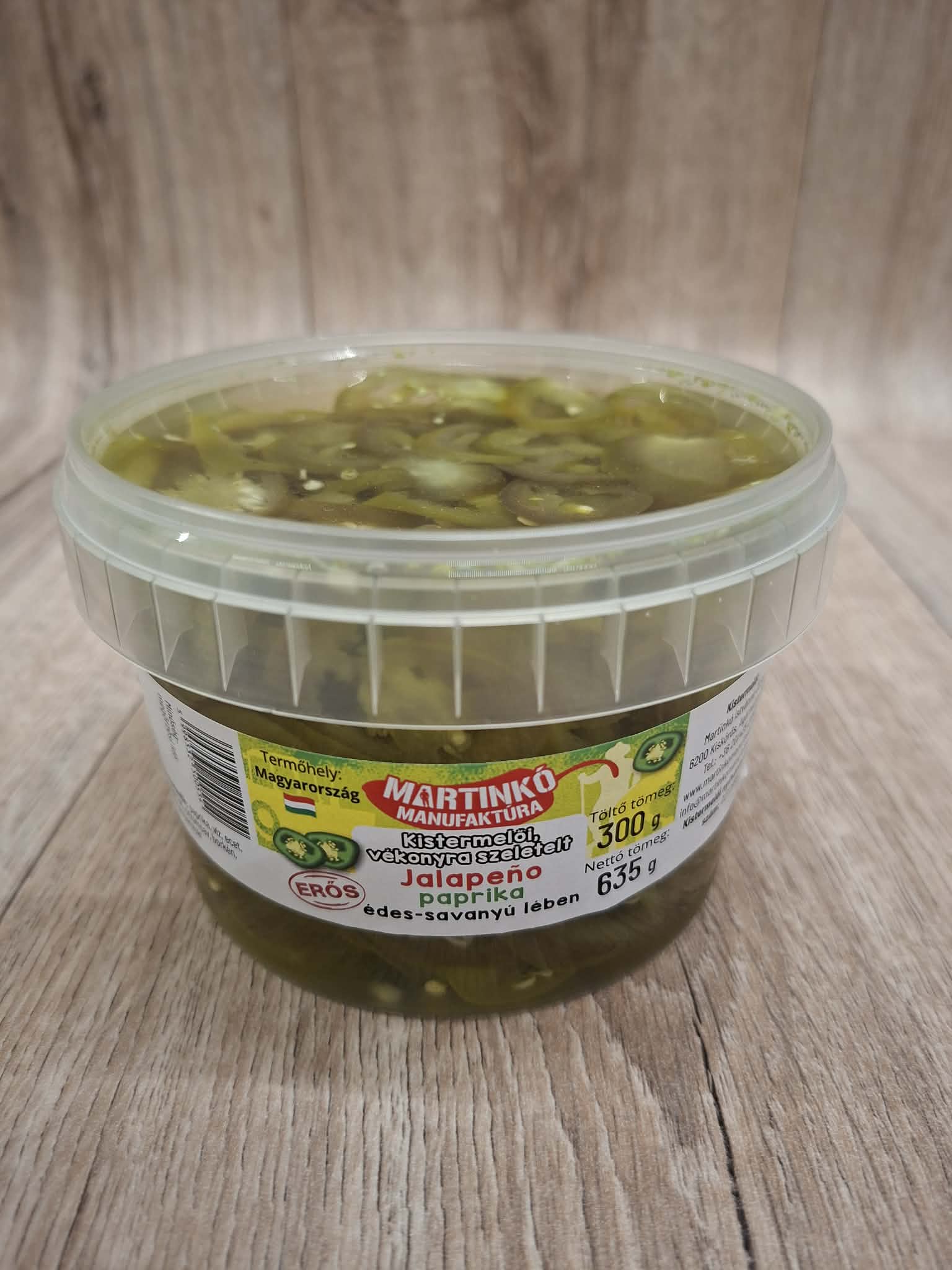 Martinkó Manufaktúra szeletelt jalapeño paprika 300 grammos dobozban